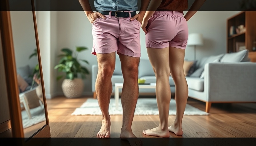 Loose skin after weight loss seen on legs of person in pink shorts.