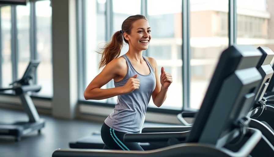 Energetic woman doing high intensity interval training on treadmill.