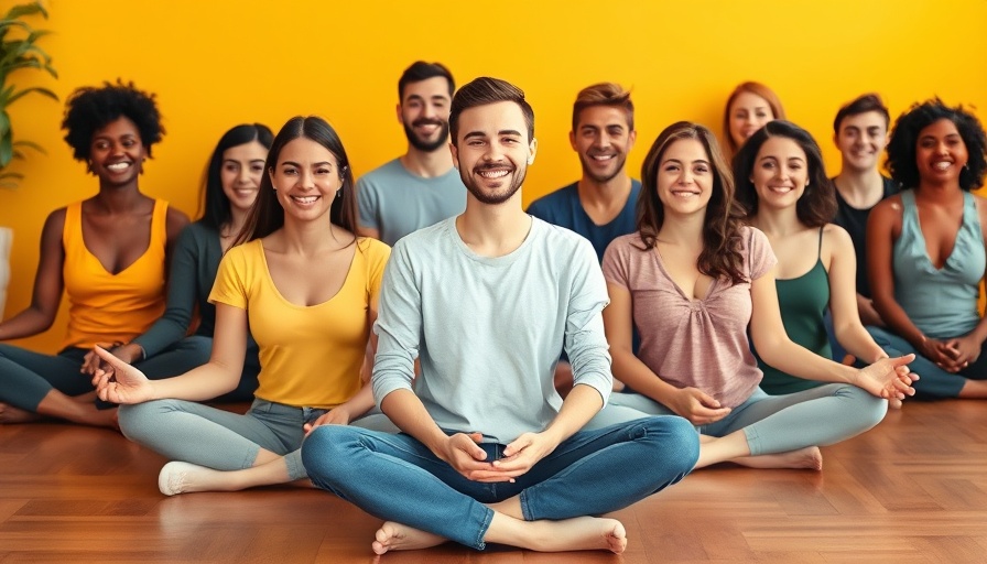 Diverse group meditating together, fostering calm habits.