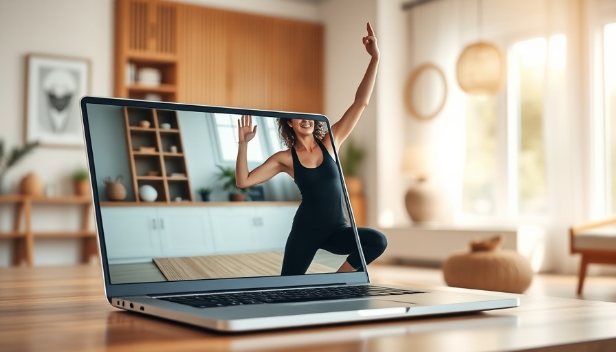 Laptop showing a virtual yoga class, promoting active screen time.