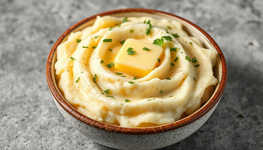 Creamy Instant Pot mashed potatoes in a rustic bowl with herbs.