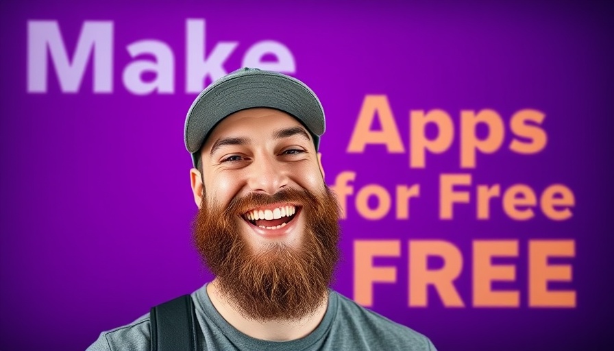 Create your own apps with AI: man and AI icon on vibrant background.