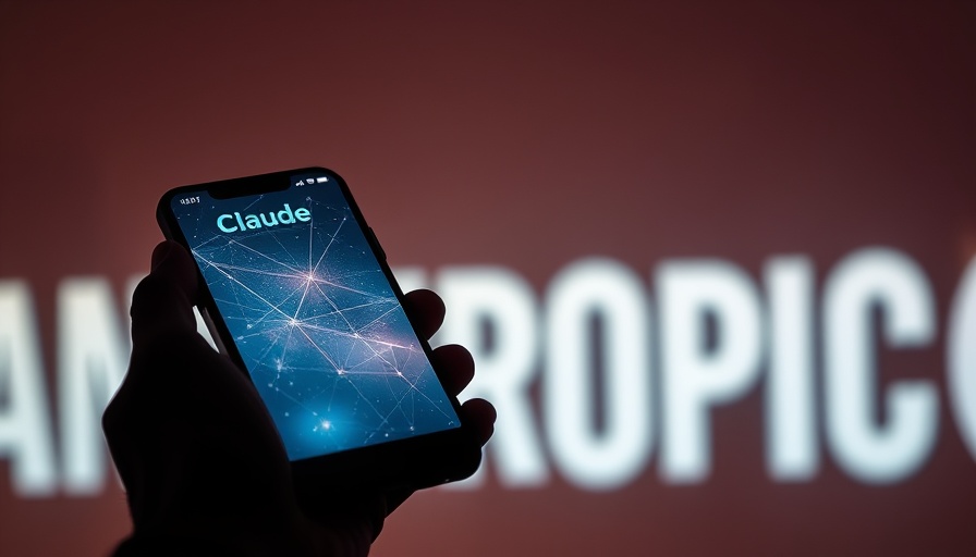 Silhouette hand holds phone displaying Claude logo, emphasizing AI productivity.