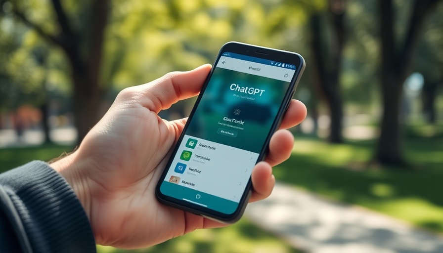 Smartphone with ChatGPT app in nature, representing user trends.