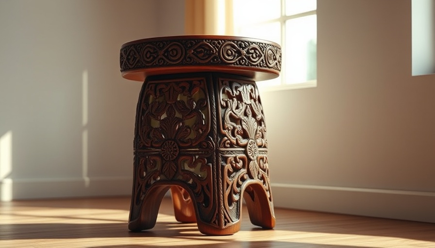 Intricately carved wooden stool highlighting the artistic legacy of printing.