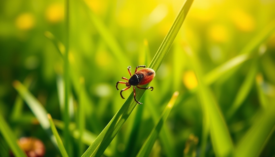 Tick on grass illustrating tick migration disease risks in meadow.