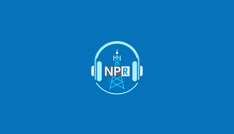 NPR logo with headphones and signal tower in blue