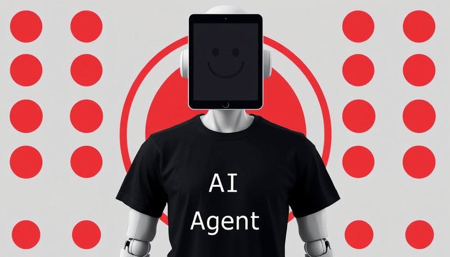 Agentic AI concept with a tablet-faced figure, red circles.