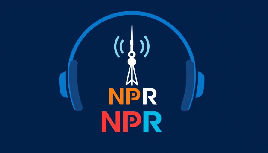 NPR logo with headphones on blue background.