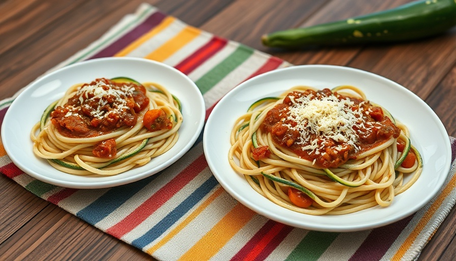 Delicious homemade pasta sauce on zucchini noodles with cheese.