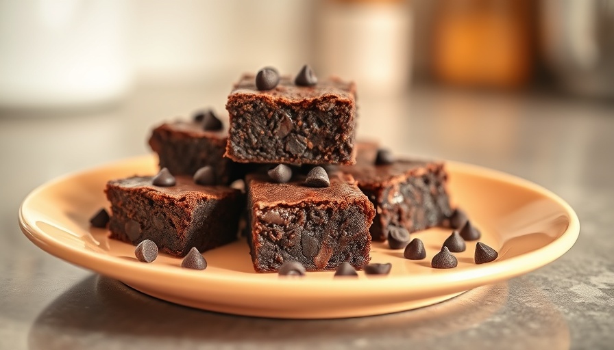 Delicious chocolate protein brownie bites topped with chocolate chips.
