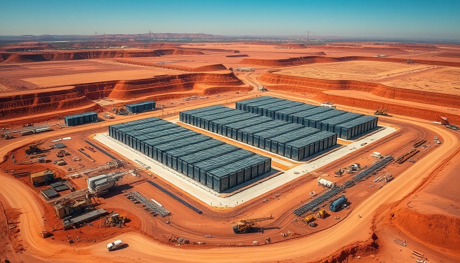 Aerial view of OpenAI data centers under construction with red soil.