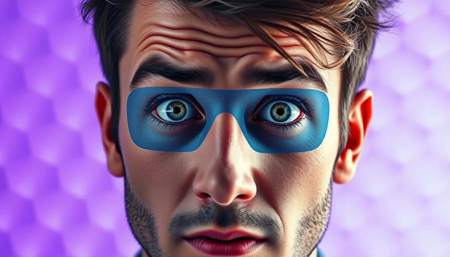 Man with a digital eye overlay expressing curiosity, representing AI content labeling.