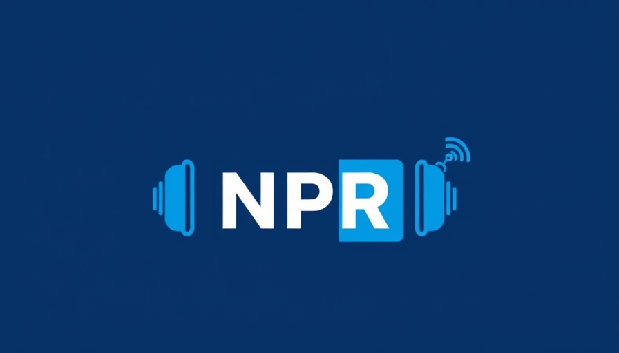 Blue NPR logo illustration with headphones and radio tower.