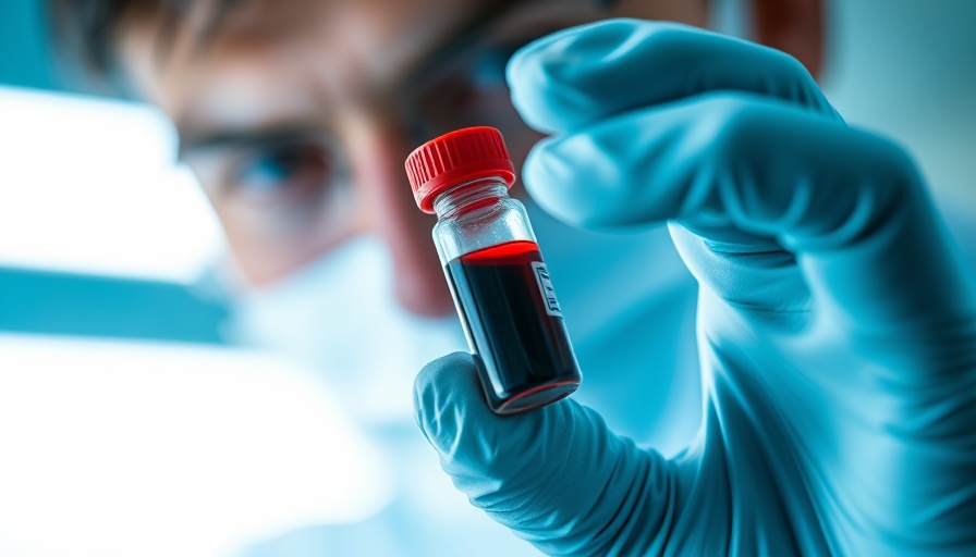 AI breakthroughs in bloodwork: close-up of gloved hands holding blood vial.