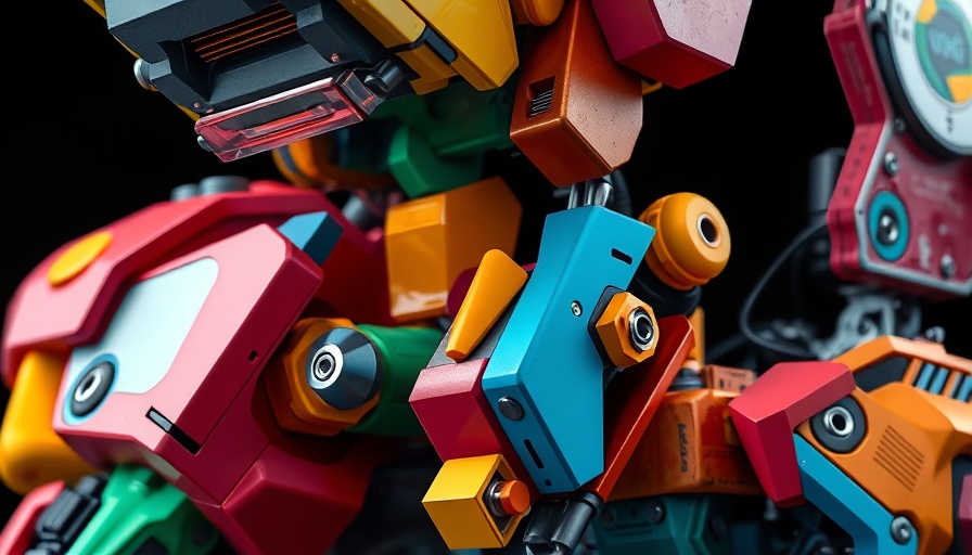 Colorful robotic machine close-up highlighting AI-powered robots adaptability.