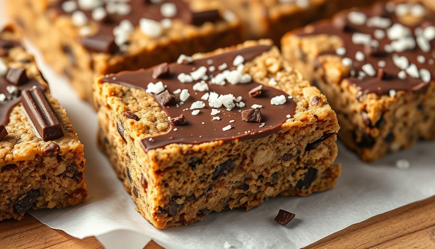Delicious homemade protein bars with chocolate topping.
