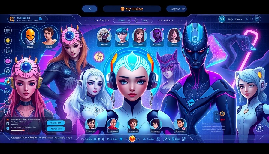Diverse virtual AI companion platform interface with character options.