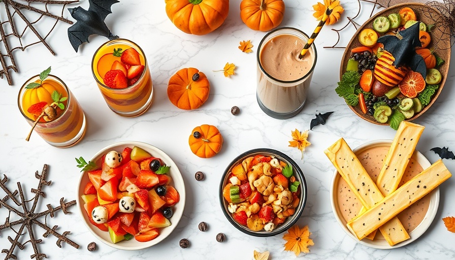 Healthy Halloween Recipes collage with vibrant themed dishes