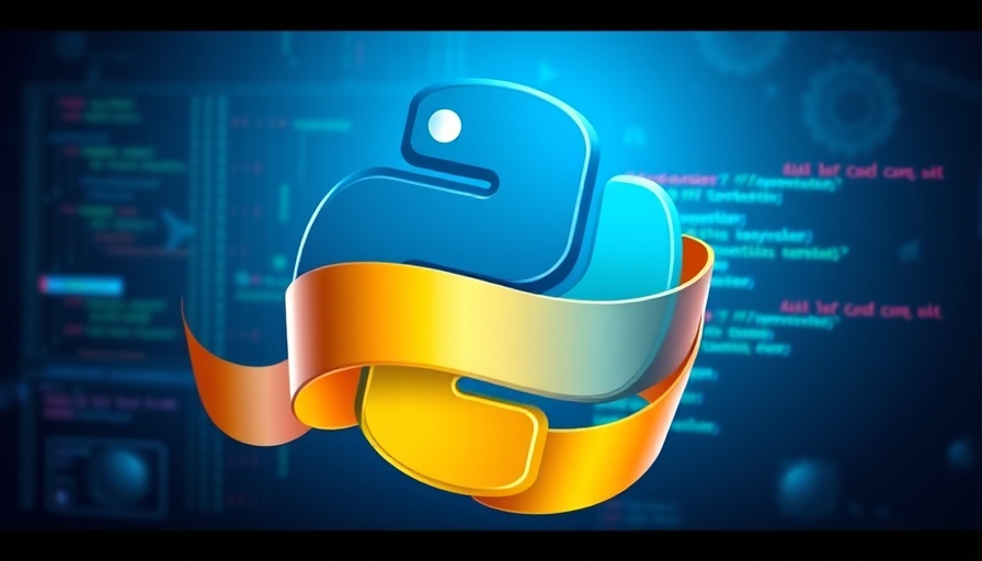 Python Decorator Tricks digital illustration with code and Python logo ribbon.