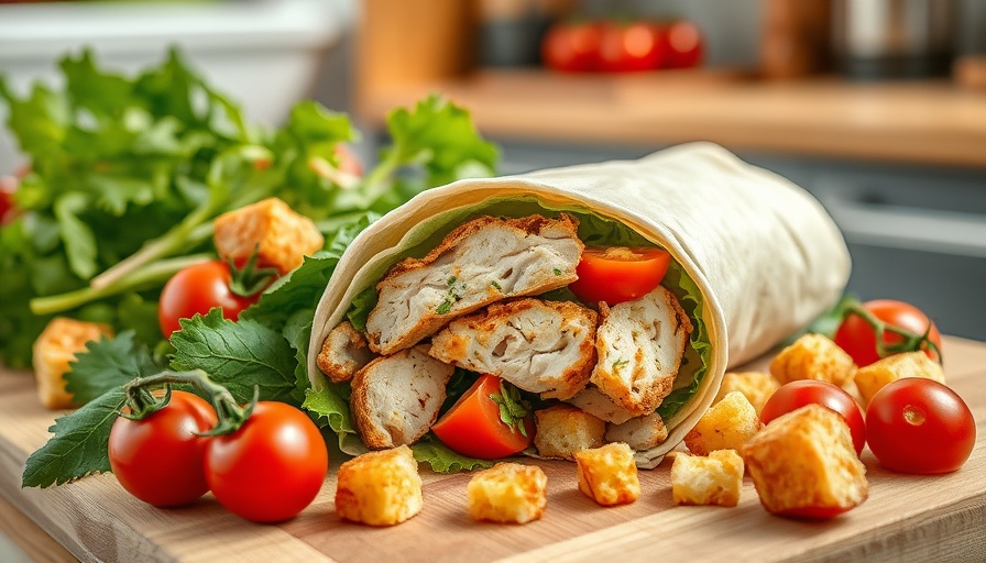 Chicken Caesar Wrap with cherry tomatoes and croutons