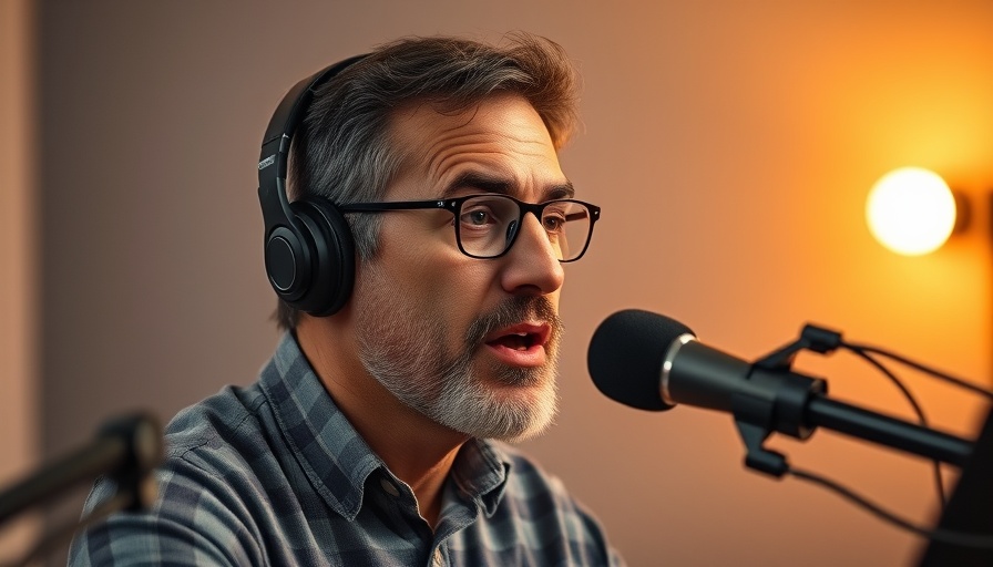 Health Matters Most: Focused man speaking on a podcast with microphones.