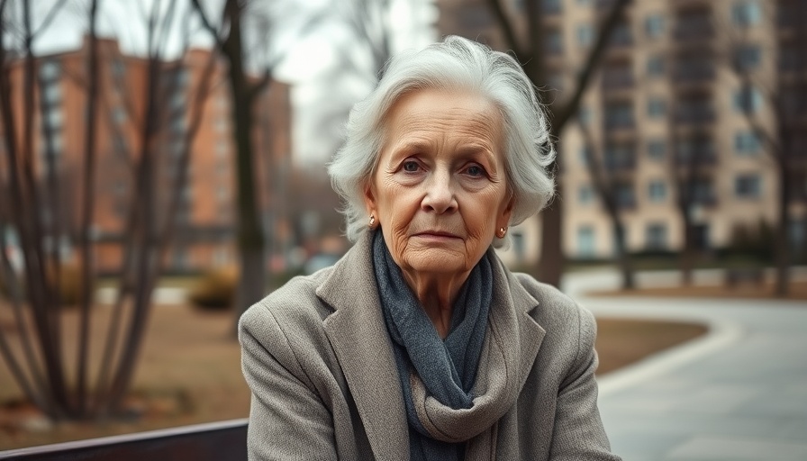 Elderly woman in park, serene smile, Jane Goodall healthy aging