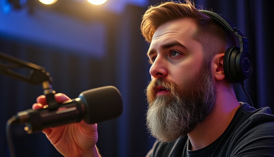 Workflow Automation with n8n: Thoughtful podcast presentation in vibrant studio.