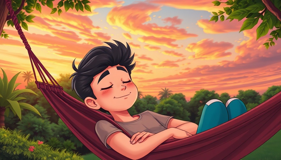 Young person in hammock overcoming restlessness during sunset