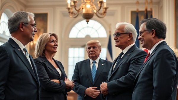 Group of political figures in formal setting discussing Congress oversight.