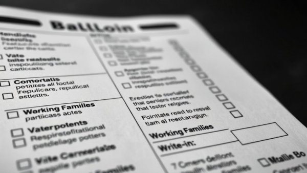 State election ballot close-up with party options, February 2026.