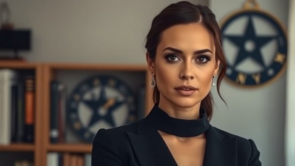 Woman confidently standing, books and navy symbol in background, Gabbard ends intelligence reform task force.