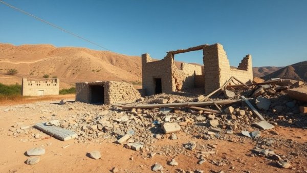 Aftermath of attack in Iraq's Kurdish region, destroyed building.