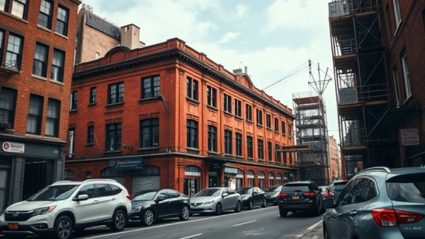 Closure of Bellevue Men's homeless shelter, brick building with scaffolding.