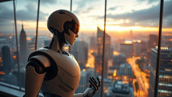 AI-native engineering framework: Robot in futuristic office setting