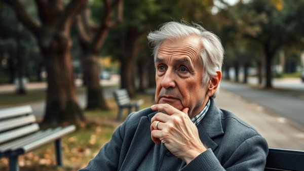 Elderly man sitting thoughtfully in park, connecting to Tony Hiss Greenwich Village vibe.