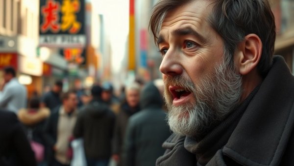 Man speaking passionately at DC 37 Union Endorsement event with crowd around.