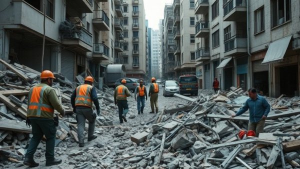 Rescue efforts after civilian casualties in Tehran conflict scene.
