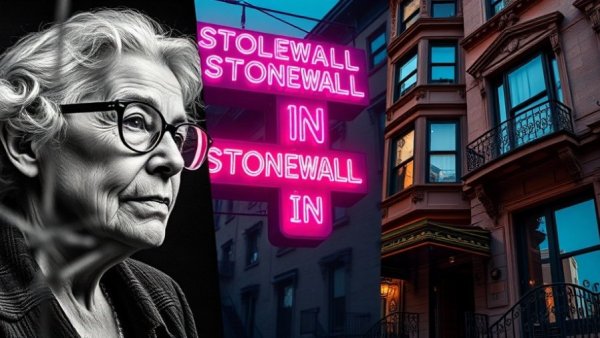 West Village LGBTQ history collage featuring Stonewall Inn and brownstone.