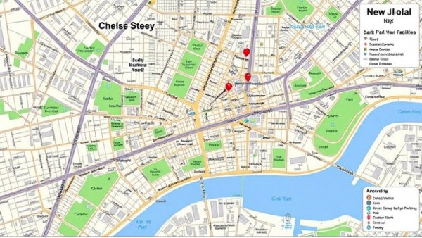 Street map of Chelsea with major features for Community Engagement in Chelsea.