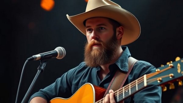 Tanner Usrey playing guitar on stage, inset shows different context.