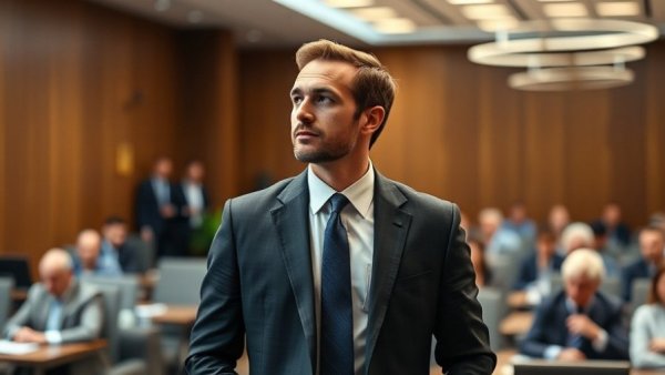 AI leader in formal setting discussing AI safety at a conference.