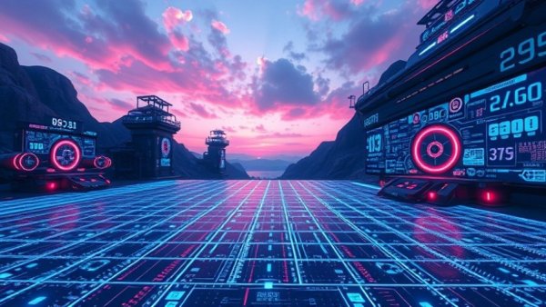 Digital landscape illustrating comprehension debt in AI-generated code.