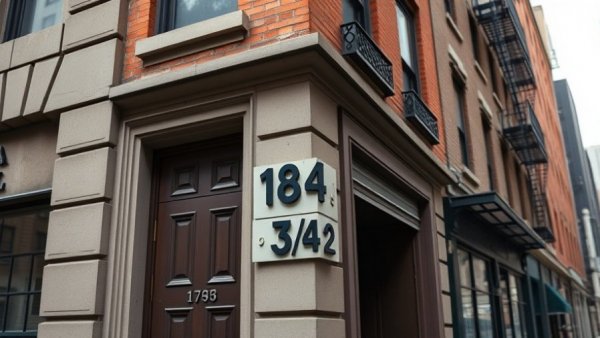Unusual house number 184 3/4 in NYC urban scene.