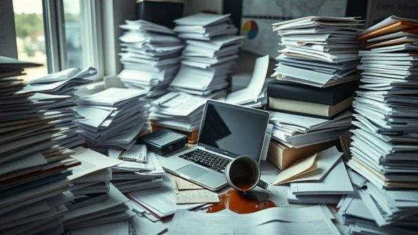 Information Retrieval for Small Businesses: Cluttered desk with papers
