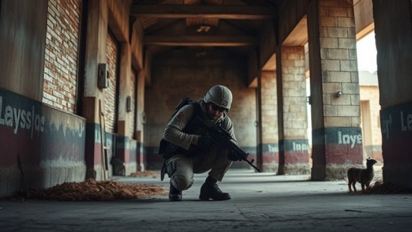 Solitary soldier in a building during coordinated attacks in Mali.