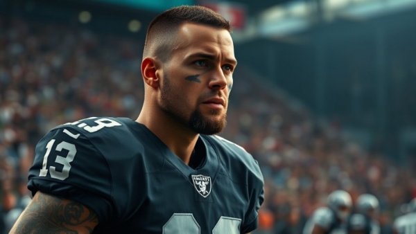 NFL player during 2026 NFL Draft Day 3 Picks, intense expression.