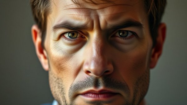 Portrait of a man with serious expression, neutral background