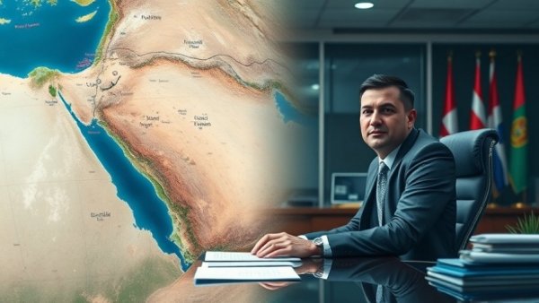 Trump's Economic Fury on Iran splitscreen with Middle East map and office.