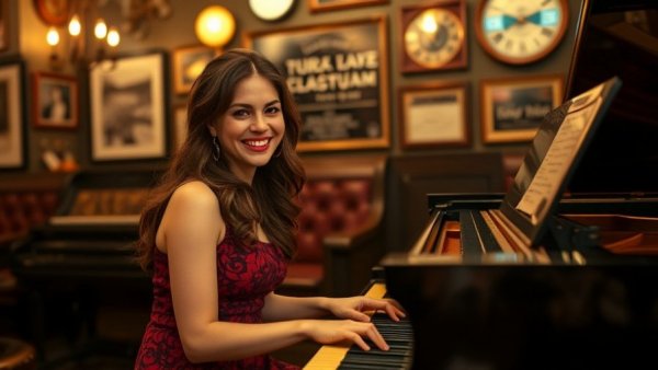 Talented pianist in a classic jazz club setting.